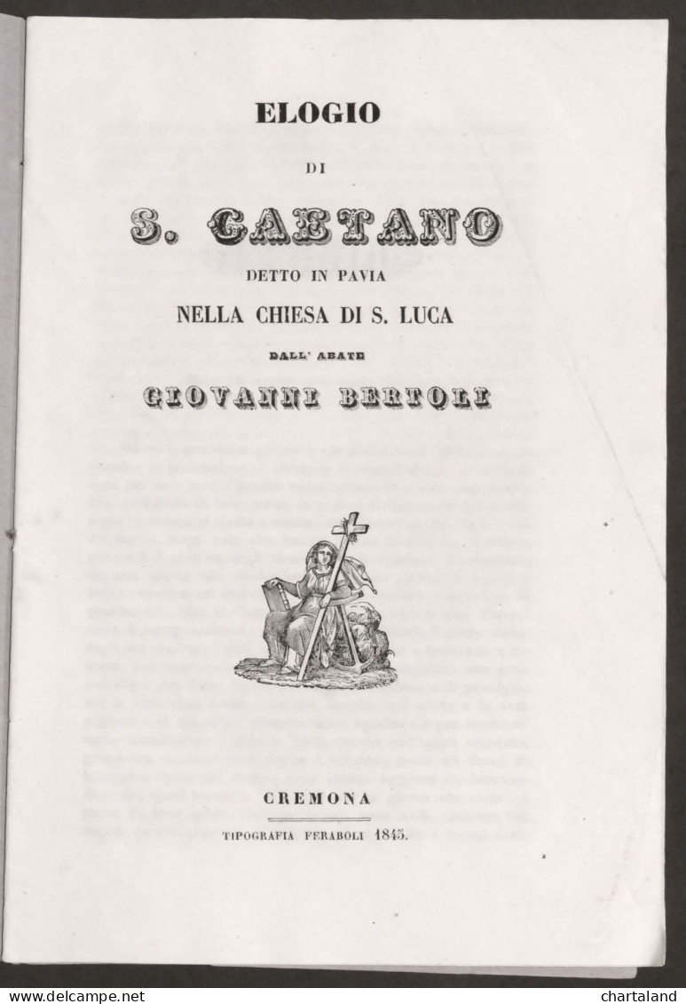 Elogio Di S. Castano Detto In Pavia Nella Chiesa Di S. Luca Dall'Abate G. Bertol - Altri & Non Classificati