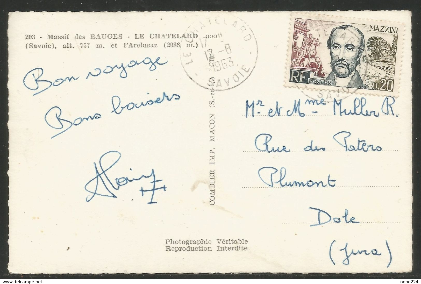 Carte P De 1963 ( Le Chatelard ) - Le Chatelard