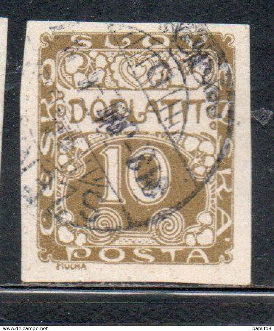 CZECH CECA CZECHOSLOVAKIA CESKA CECOSLOVACCHIA 1918 1920 POSTAGE DUE DOPLATIT 10h USED USATO OBLITERE' - Postage Due