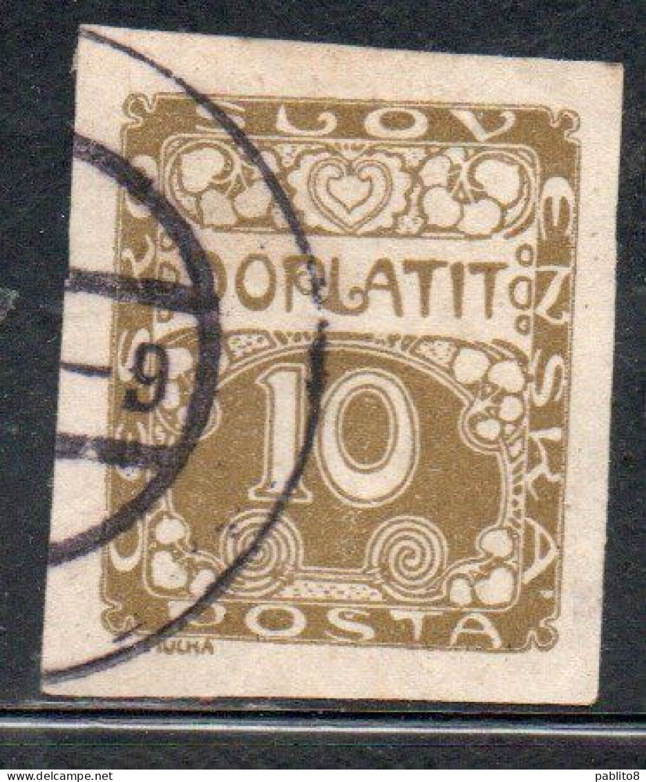 CZECH CECA CZECHOSLOVAKIA CESKA CECOSLOVACCHIA 1918 1920 POSTAGE DUE DOPLATIT 10h USED USATO OBLITERE' - Timbres-taxe