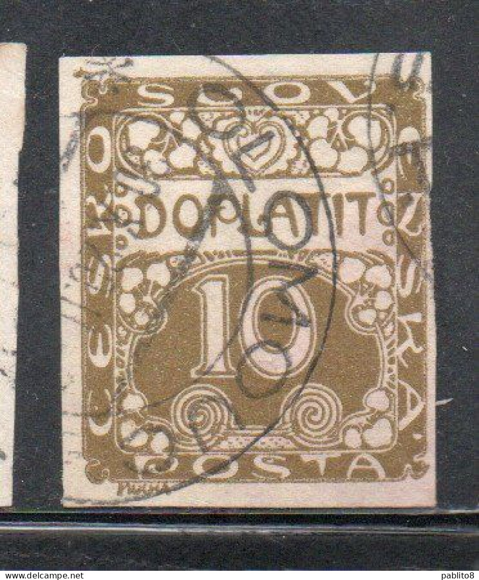 CZECH CECA CZECHOSLOVAKIA CESKA CECOSLOVACCHIA 1918 1920 POSTAGE DUE DOPLATIT 10h USED USATO OBLITERE' - Timbres-taxe