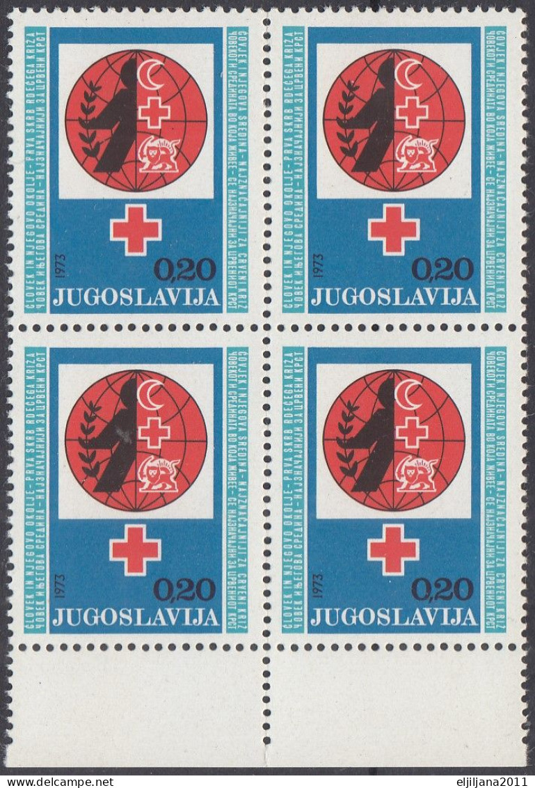 Action !! SALE !! 50 % OFF !! ⁕ Yugoslavia 1973 ⁕ Red Cross / Additional Stamp ⁕ MNH Block Of 4 - Liefdadigheid