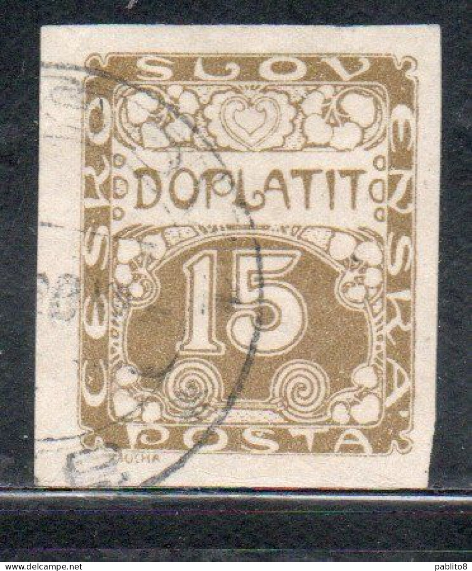 CZECH CECA CZECHOSLOVAKIA CESKA CECOSLOVACCHIA 1918 1920 POSTAGE DUE DOPLATIT 15h USED USATO OBLITERE' - Portomarken