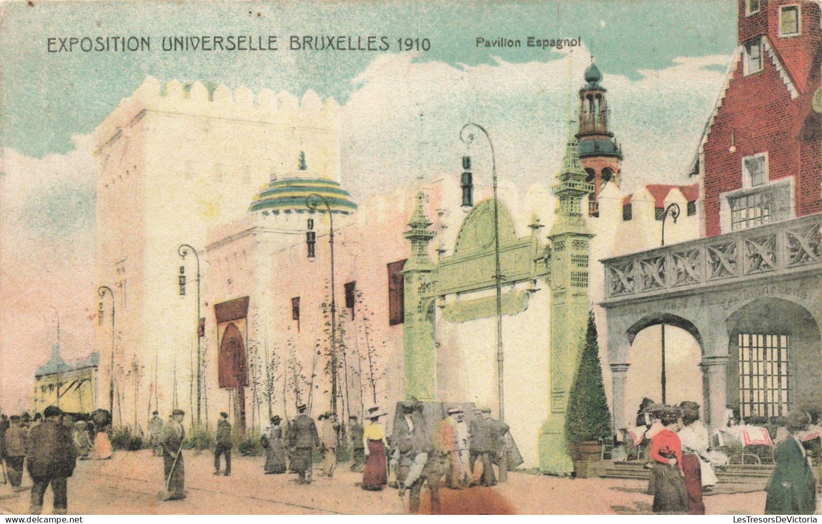 BELGIQUE - Bruxelles - Pavillon Espagnol - Colorisé -Animé - Carte Postale Ancienne - Expositions Universelles