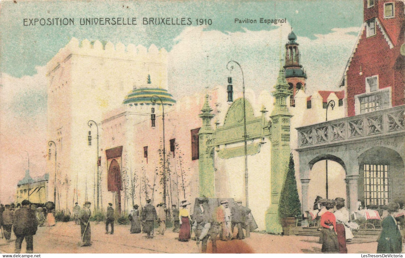 BELGIQUE - Bruxelles - Pavillon Espagnol - Colorisé -Animé - Carte Postale Ancienne - Wereldtentoonstellingen