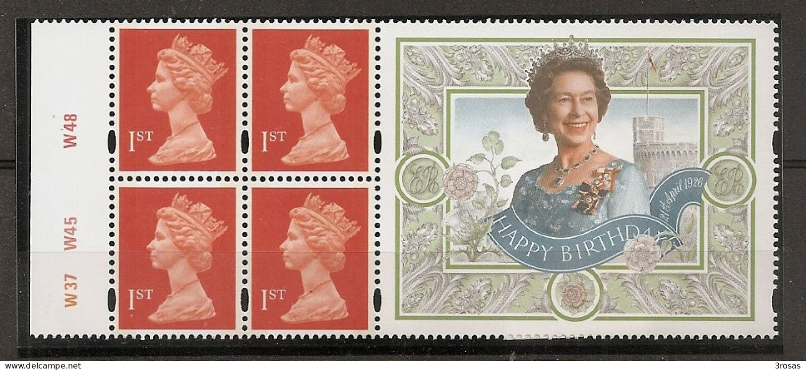 Grand-Bretagne Great Britain Machin 1st With Label Birthday With Plate Numbers - Unused Stamps