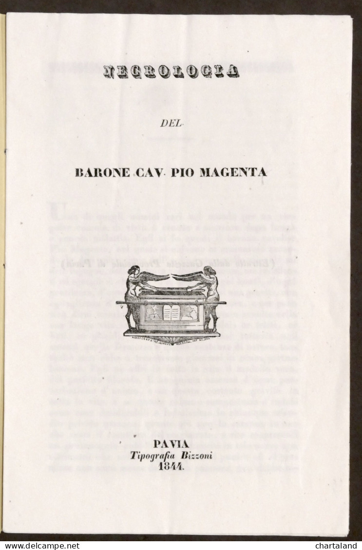 Necrologia Del Barone Cav. Pio Magenta - Pavia - 1844 - Altri & Non Classificati
