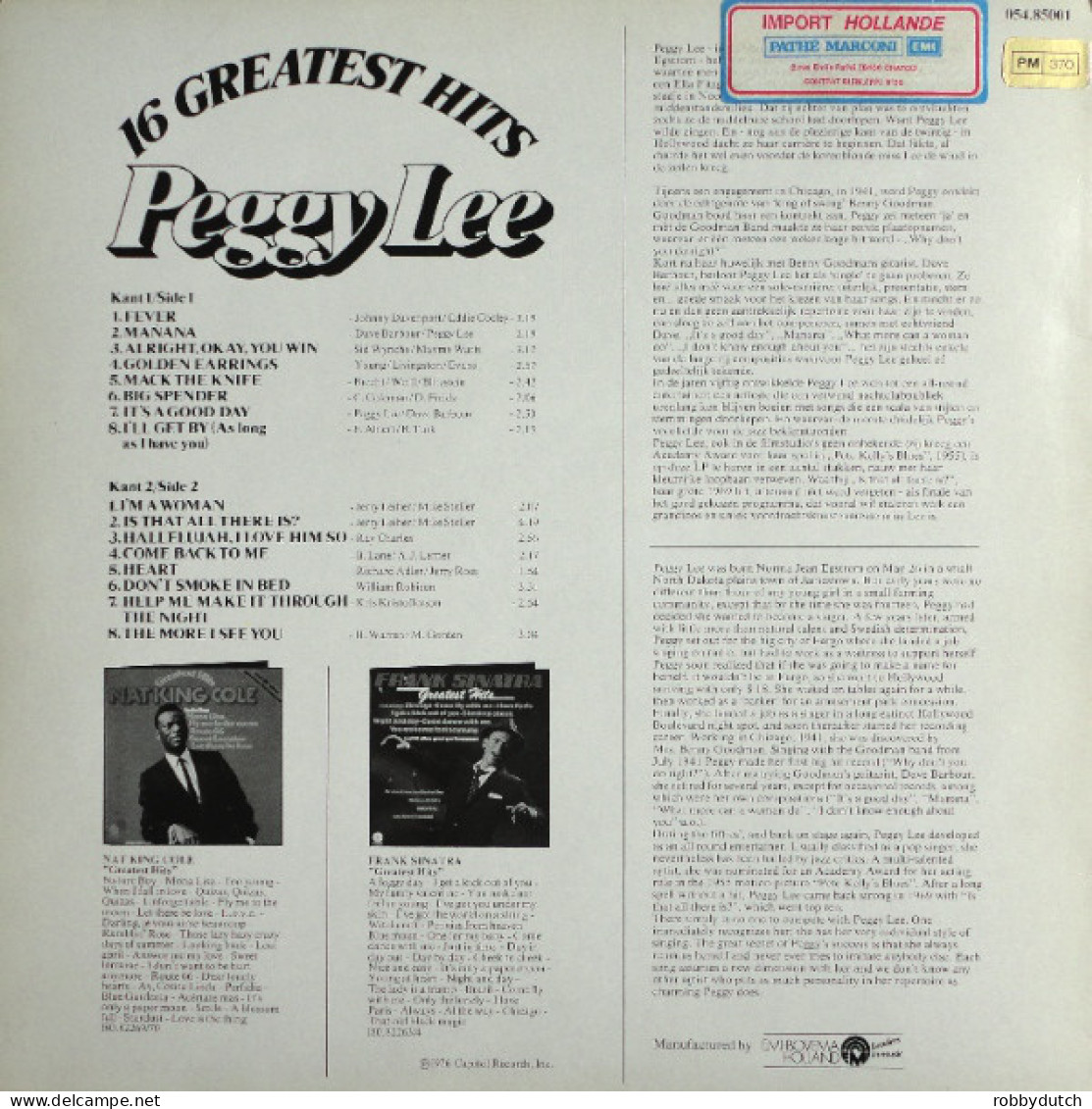 * LP *  PEGGY LEE - 16 GREATEST HITS (Holland 1976) - Jazz