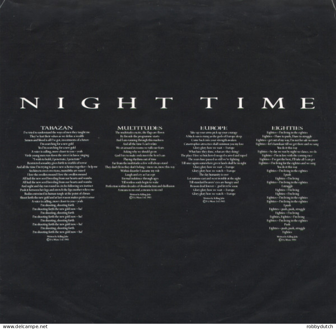 * LP *  KILLING JOKE - NIGHT TIME (Germany 1985 EX-) - Hard Rock & Metal