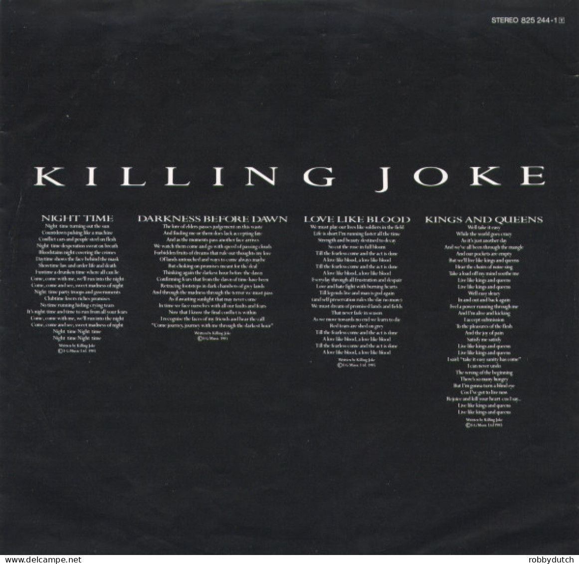 * LP *  KILLING JOKE - NIGHT TIME (Germany 1985 EX-) - Hard Rock & Metal