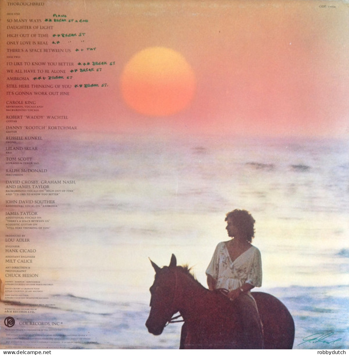 * LP *  CAROLE KING - THOROUGHBRED (USA 1975 EX) - Country Et Folk