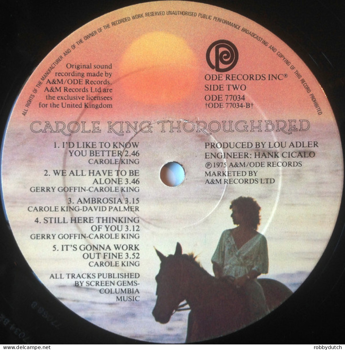 * LP *  CAROLE KING - THOROUGHBRED (USA 1975 EX) - Country Y Folk