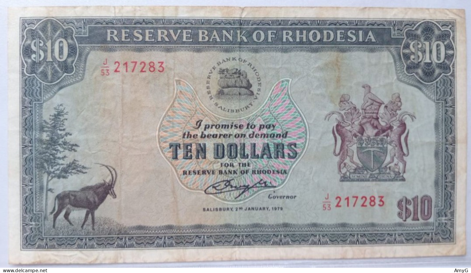 1979 RHODESIA  $10 Note ( Vf ) - Other - Africa