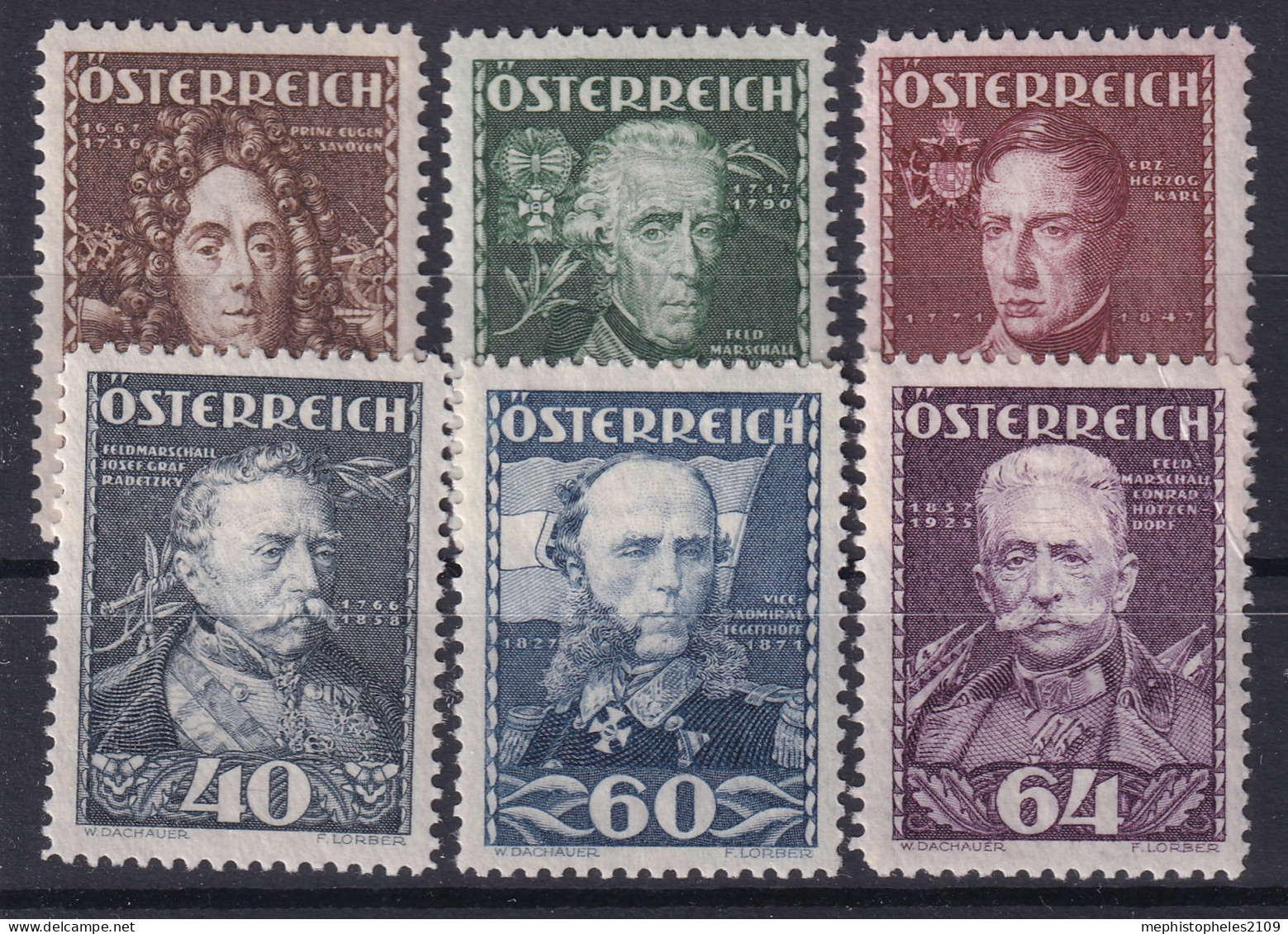 AUSTRIA 1935 - MNH - ANK 617-622 - Complete Set! - Heerführer - Nuovi