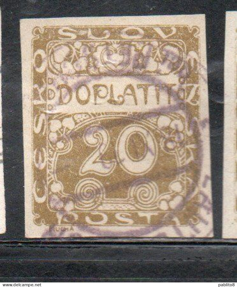 CZECH CECA CZECHOSLOVAKIA CESKA CECOSLOVACCHIA 1918 1920 POSTAGE DUE DOPLATIT 20h USED USATO OBLITERE' - Segnatasse