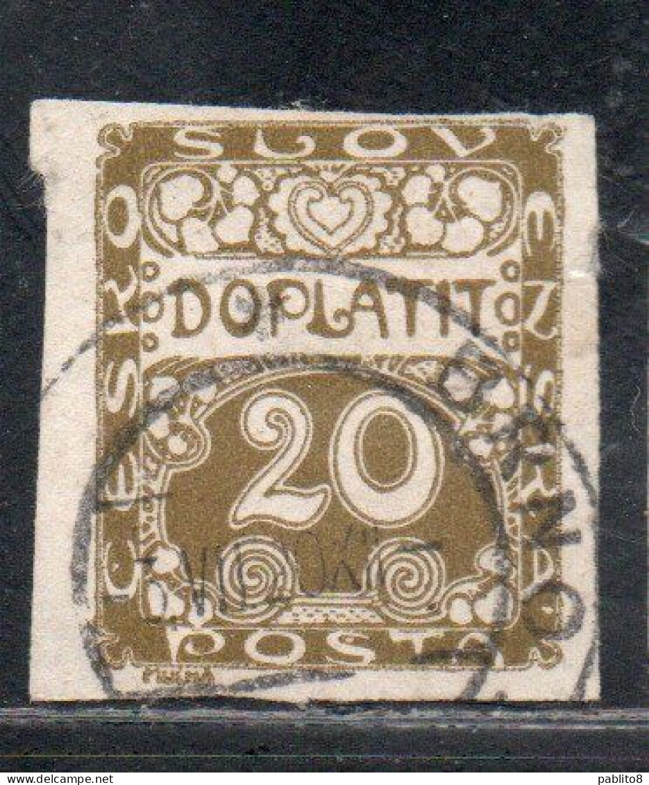 CZECH CECA CZECHOSLOVAKIA CESKA CECOSLOVACCHIA 1918 1920 POSTAGE DUE DOPLATIT 20h USED USATO OBLITERE' - Segnatasse