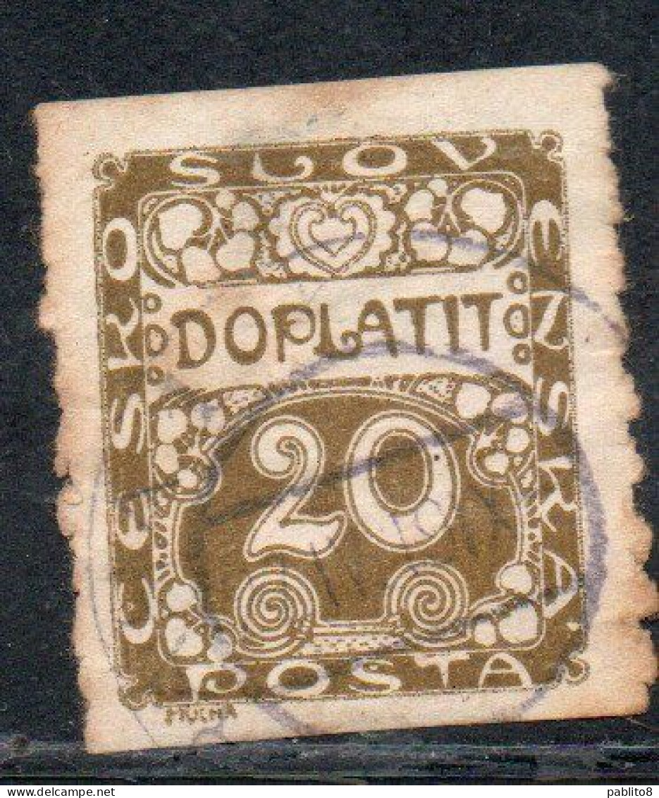 CZECH CECA CZECHOSLOVAKIA CESKA CECOSLOVACCHIA 1918 1920 POSTAGE DUE DOPLATIT 20h USED USATO OBLITERE' - Segnatasse