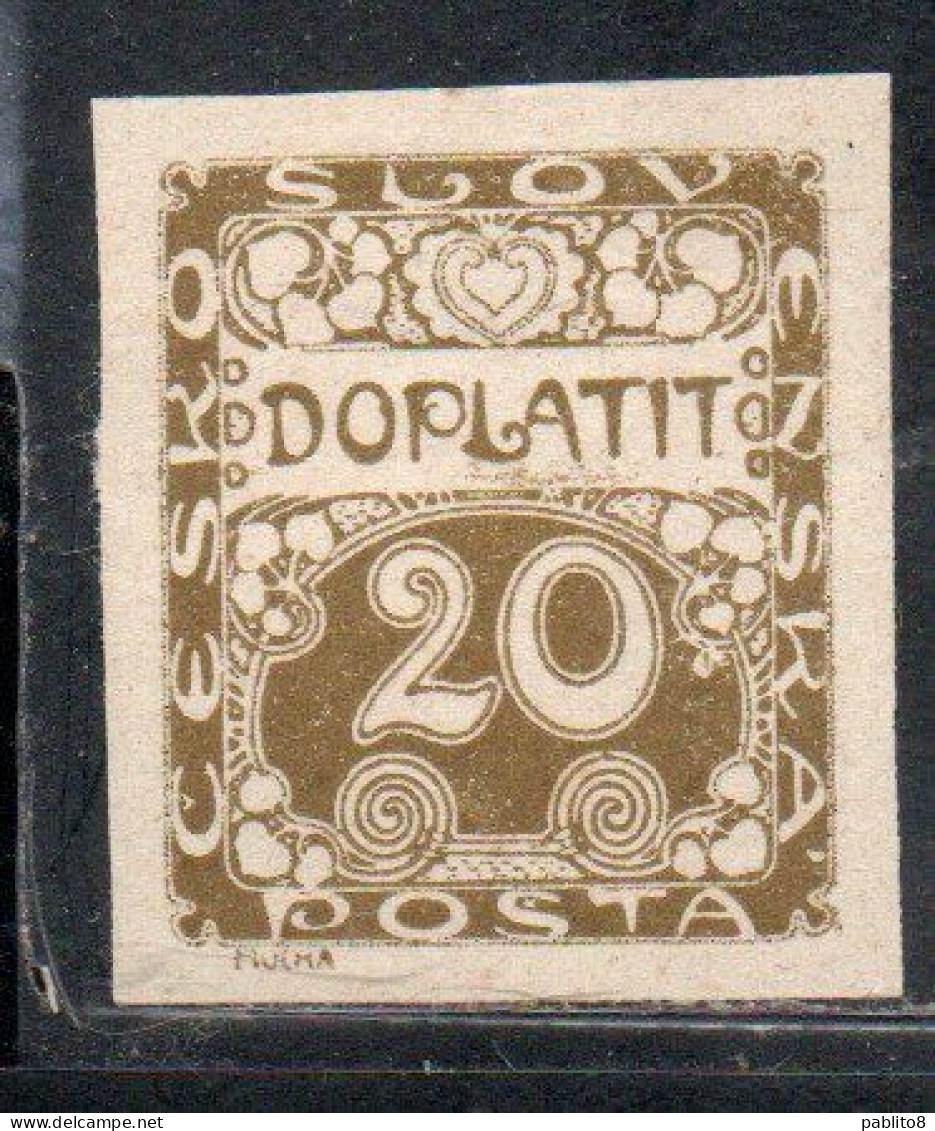 CZECH CECA CZECHOSLOVAKIA CESKA CECOSLOVACCHIA 1918 1920 POSTAGE DUE DOPLATIT 20h MH - Strafport