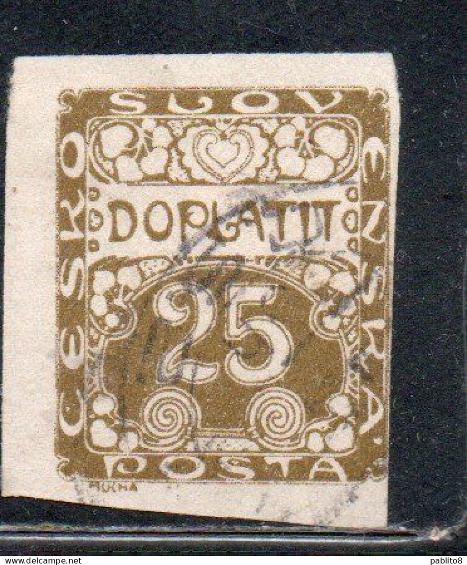 CZECH CECA CZECHOSLOVAKIA CESKA CECOSLOVACCHIA 1918 1920 POSTAGE DUE DOPLATIT 25h USED USATO OBLITERE' - Segnatasse