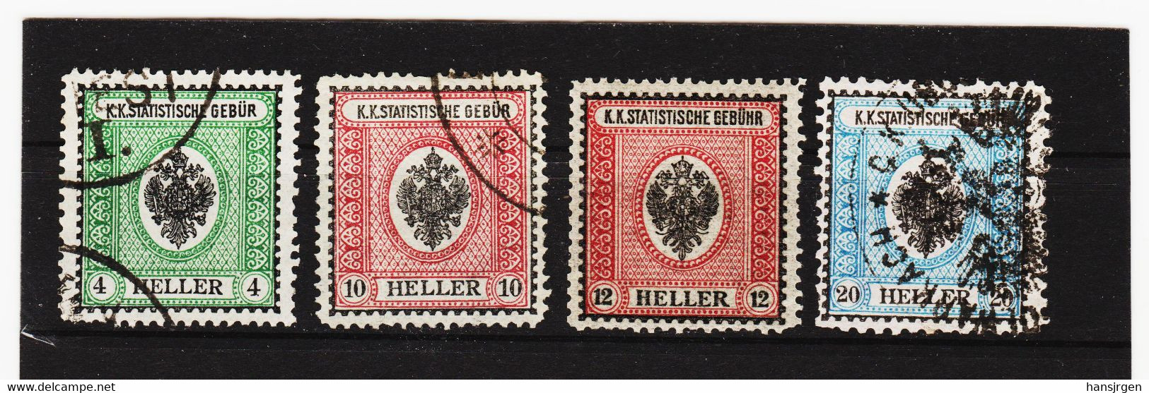 44A311 STEMPELMARKEN FISKALMARKEN ÖSTERREICH 1900 STATISTISCHE GEBÜHR 4-10-20 Heller Gestempelt 12 Heller OHNE GUMMI - Revenue Stamps