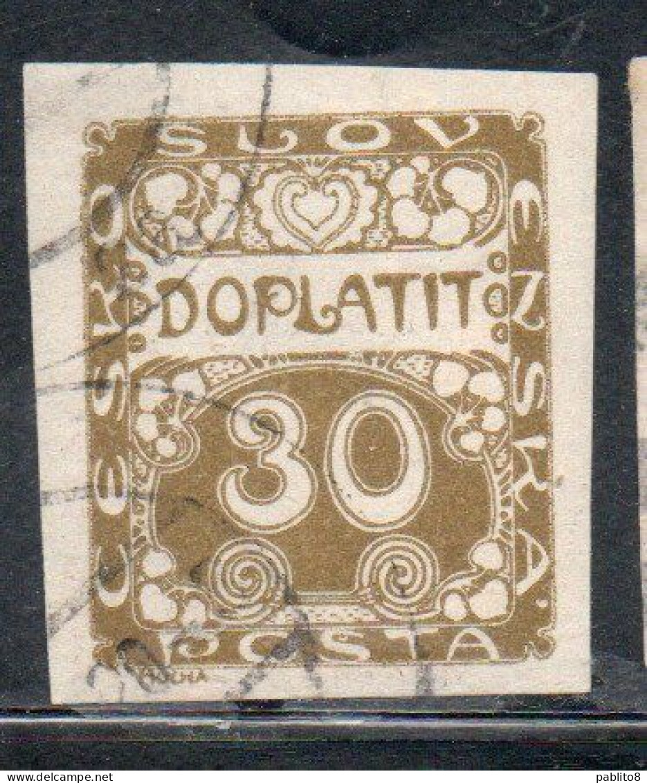 CZECH CECA CZECHOSLOVAKIA CESKA CECOSLOVACCHIA 1918 1920 POSTAGE DUE DOPLATIT 30h USED USATO OBLITERE' - Postage Due