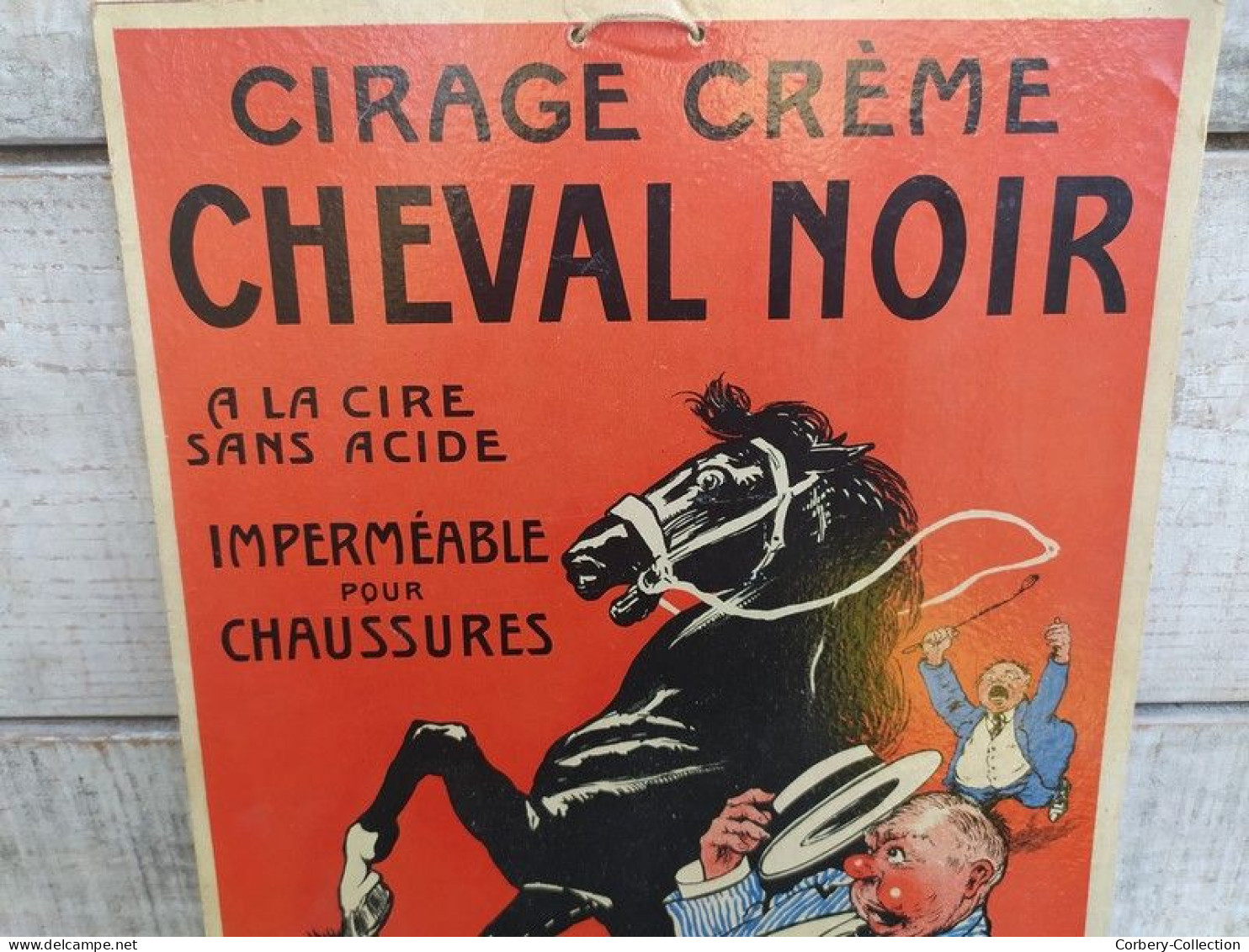 Ancien Carton Publicitaire Cirage Crême Cheval Noir Début XXème - Targhe Di Cartone