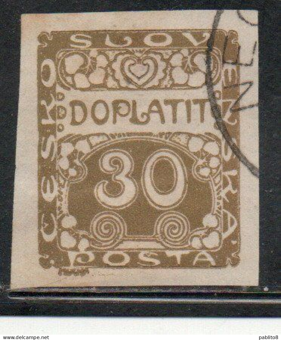 CZECH CECA CZECHOSLOVAKIA CESKA CECOSLOVACCHIA 1918 1920 POSTAGE DUE DOPLATIT 30h USED USATO OBLITERE' - Strafport