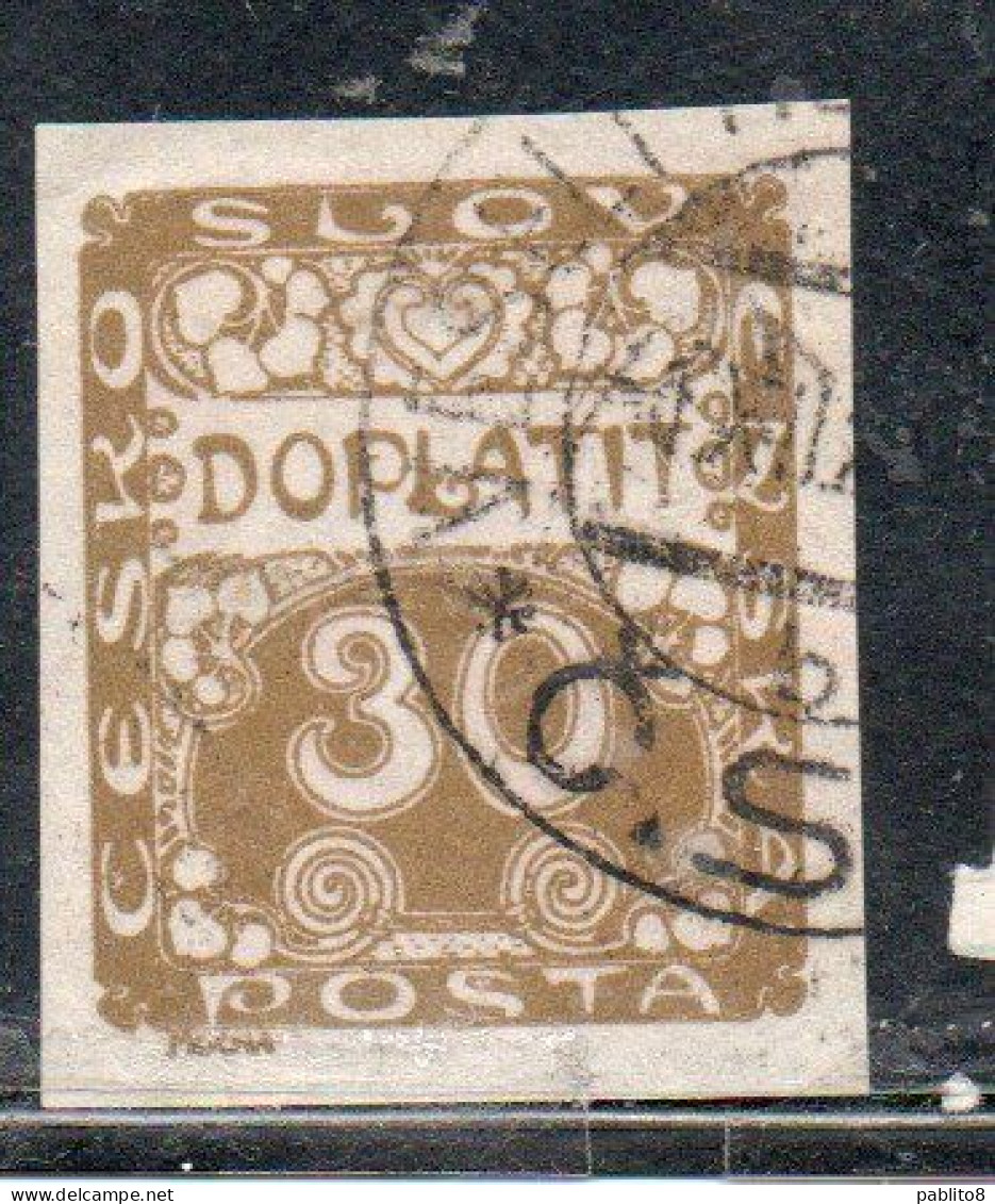 CZECH CECA CZECHOSLOVAKIA CESKA CECOSLOVACCHIA 1918 1920 POSTAGE DUE DOPLATIT 30h USED USATO OBLITERE' - Strafport