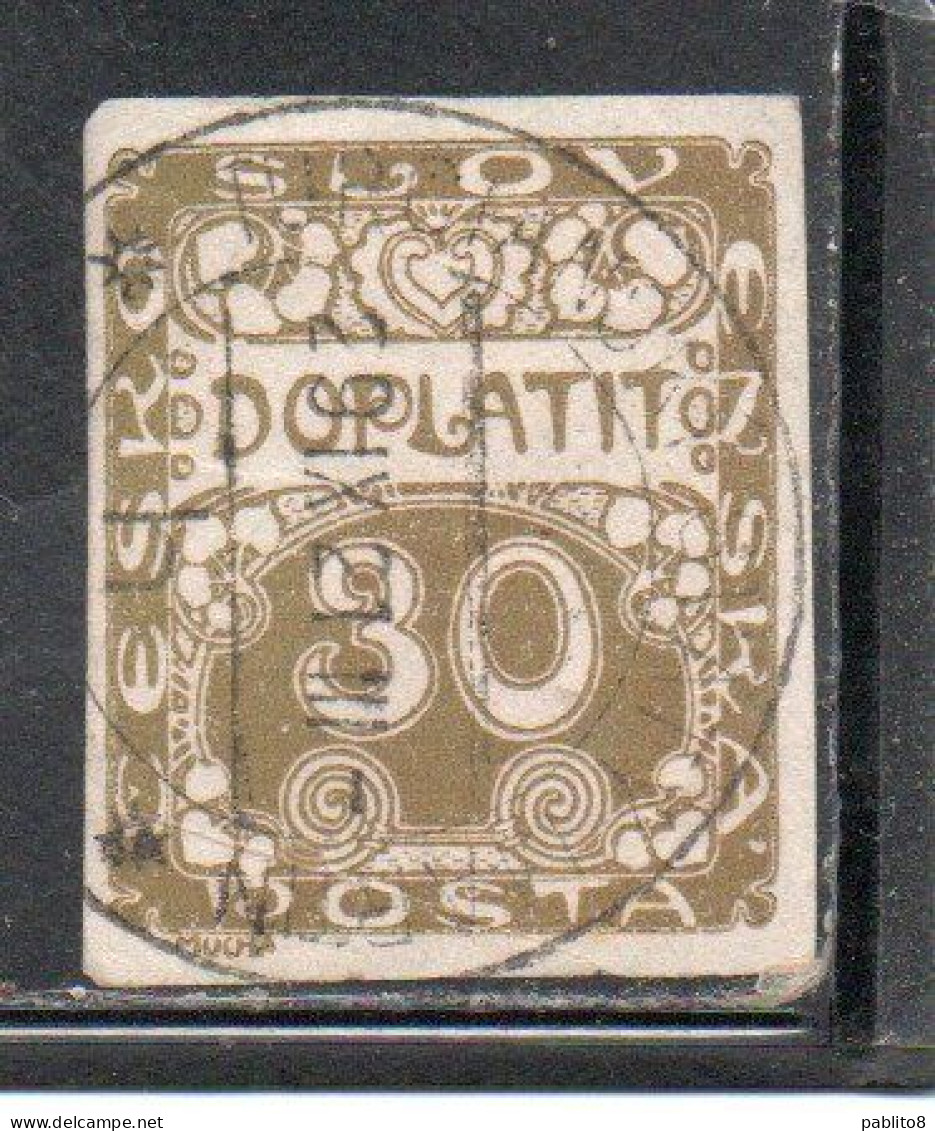 CZECH CECA CZECHOSLOVAKIA CESKA CECOSLOVACCHIA 1918 1920 POSTAGE DUE DOPLATIT 30h USED USATO OBLITERE' - Timbres-taxe