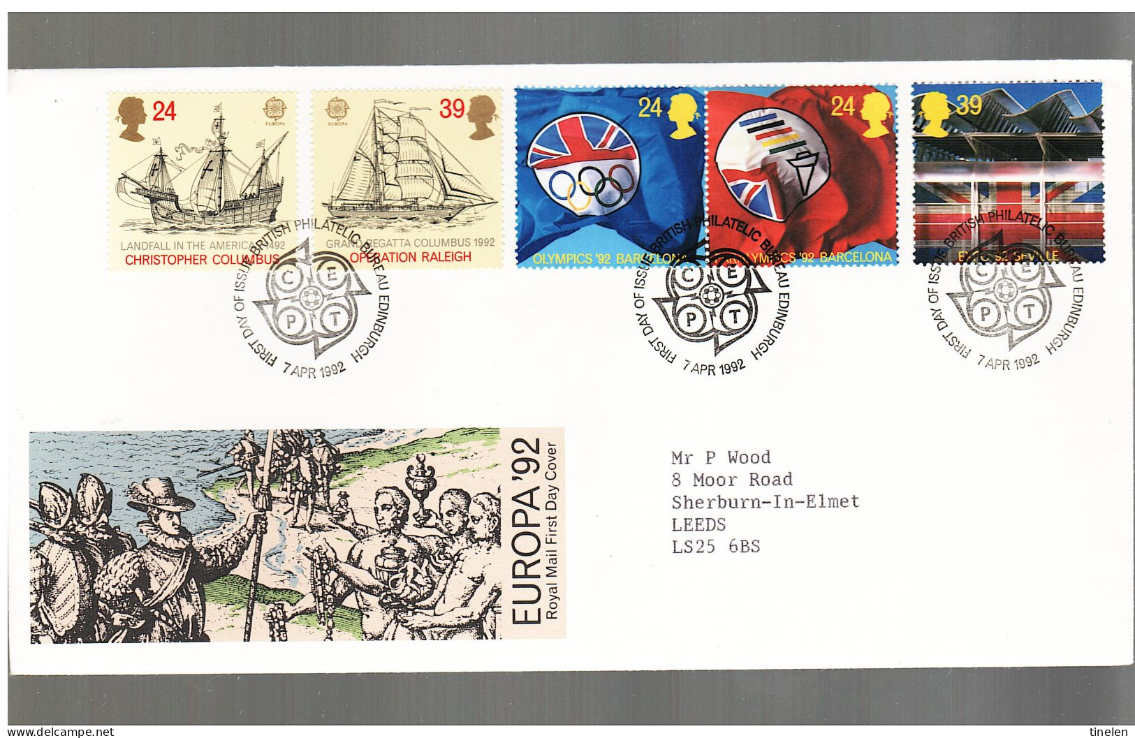 Inghilterra - 1992 Fdc Europa Cept (c. Colombo)-olimpiadi Barcellona E Expo Siviglia - 1992 – Sevilla (Spain)