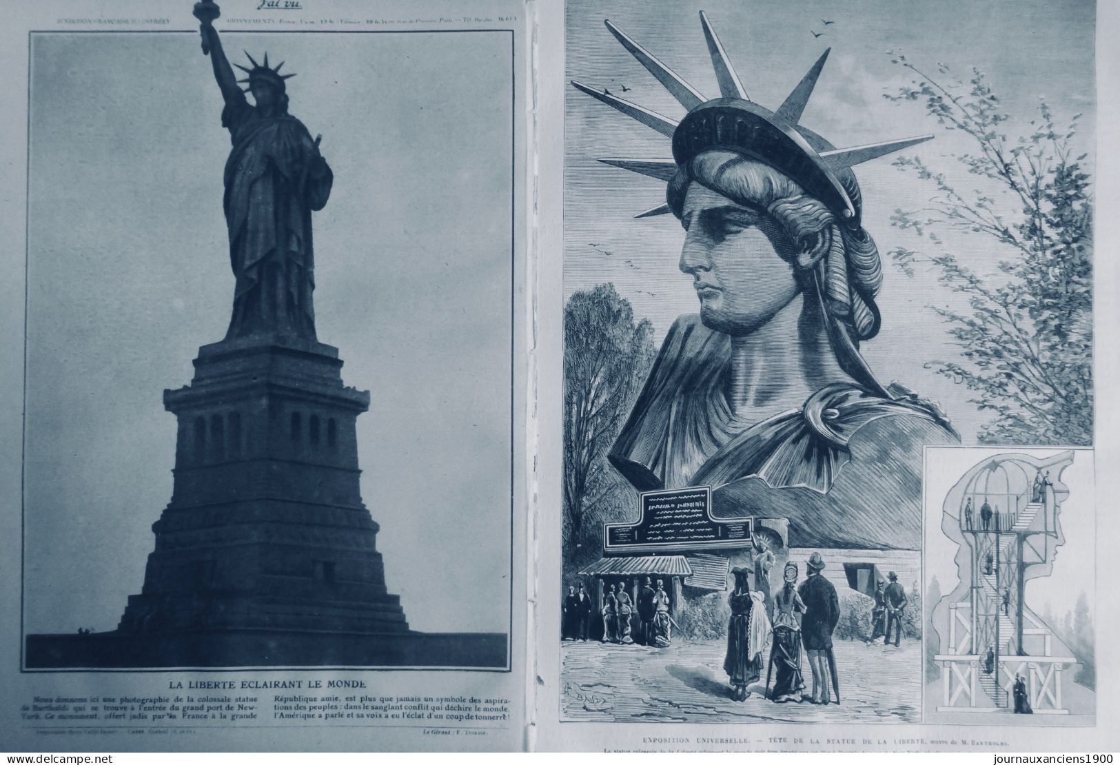 1878 1918 STATUE LIBERTE BARTHOLDI  2 JOURNAUX ANCIENS - Zonder Classificatie