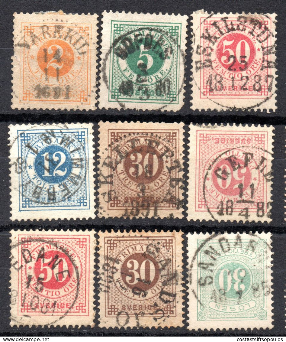 1959. SWEDEN. 18 CLASSIC STAMPS WITH NICE POSTMARKS LOT.3 SCANS - 1872-1891 Ringtyp