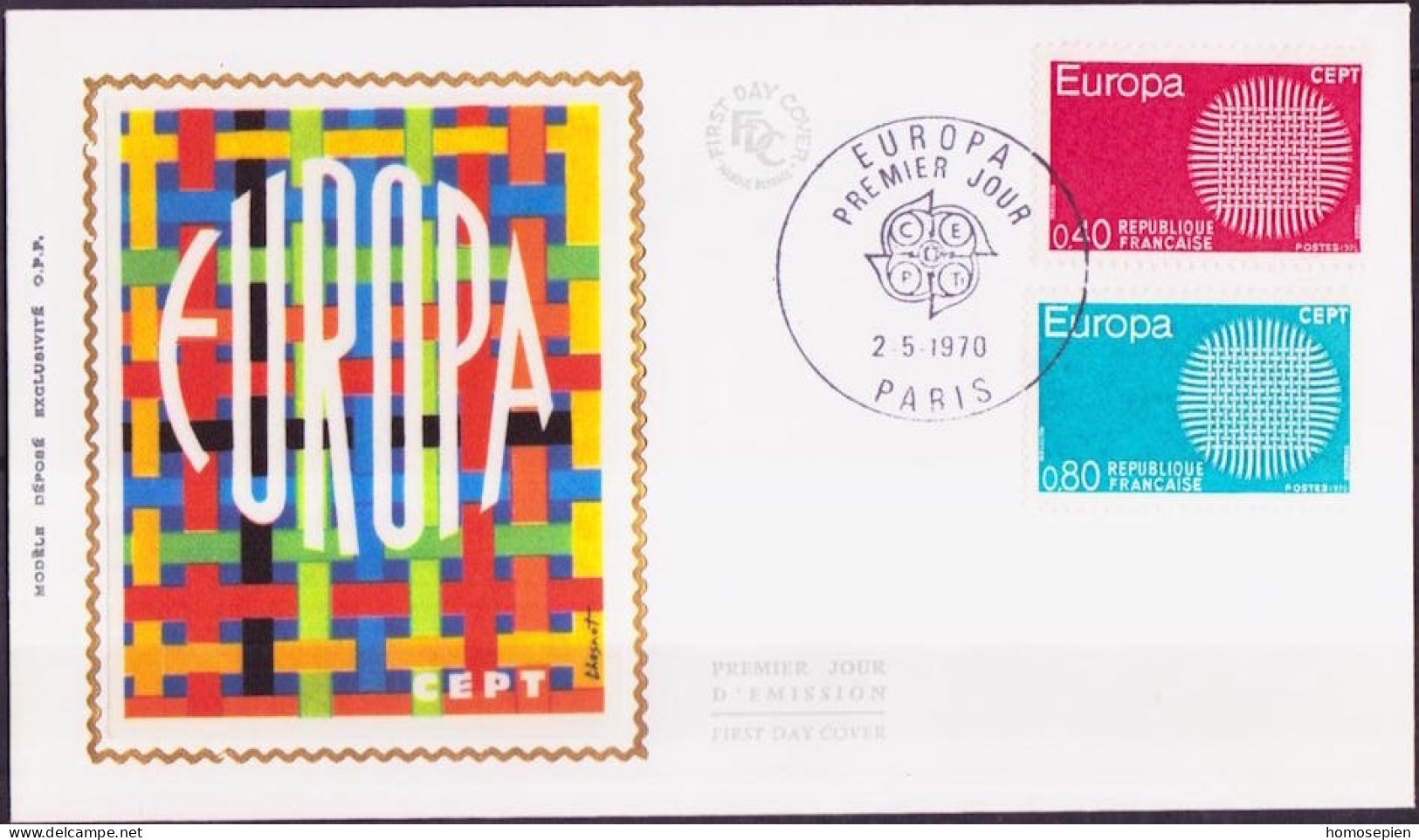 Europa CEPT 1970 France - Frankreich FDC2 Y&T N°1637 à 1638 - Michel N°1710 à 1711 - 1970