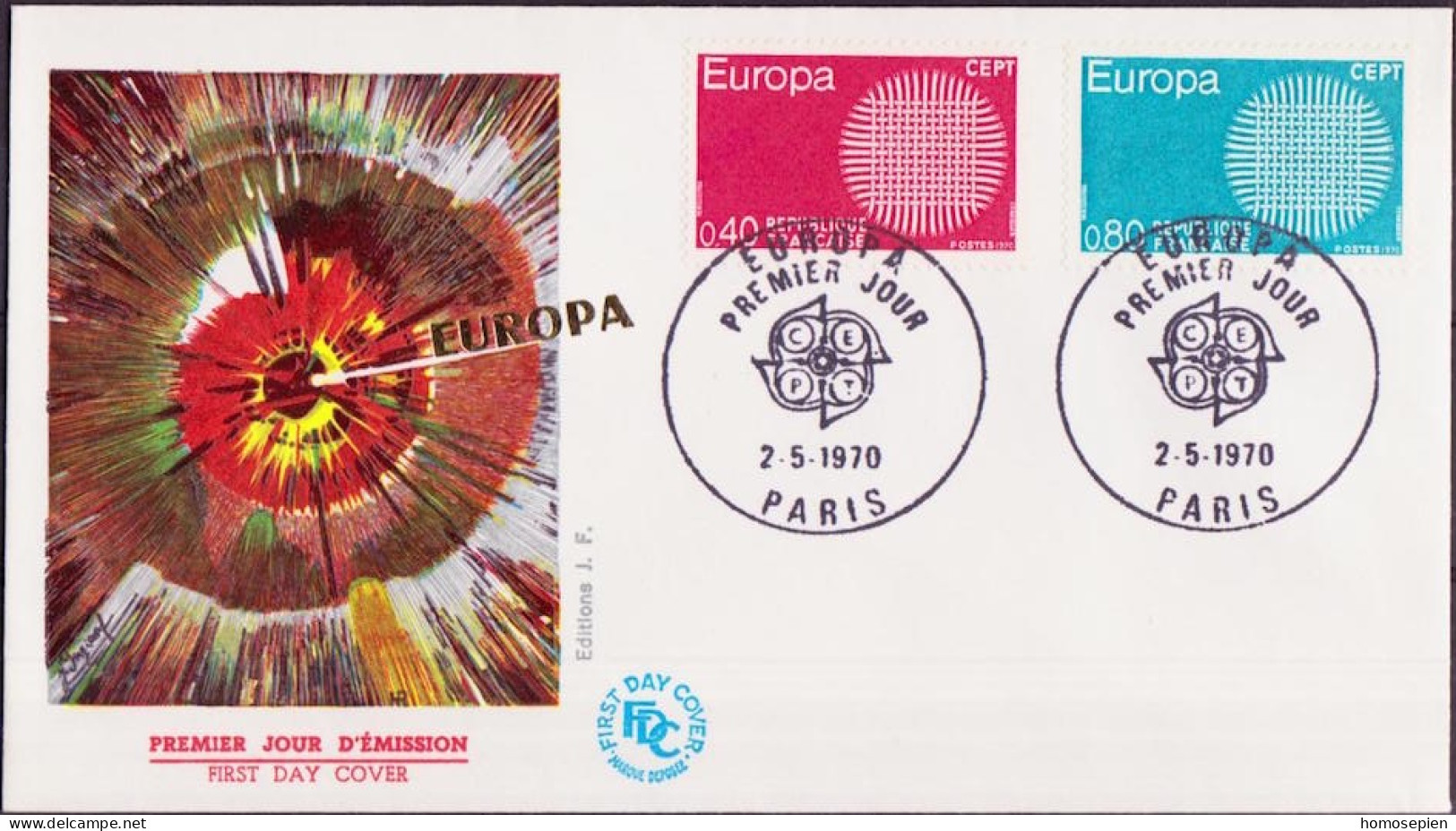 Europa CEPT 1970 France - Frankreich FDC4 Y&T N°1637 à 1638 - Michel N°1710 à 1711 - 1970