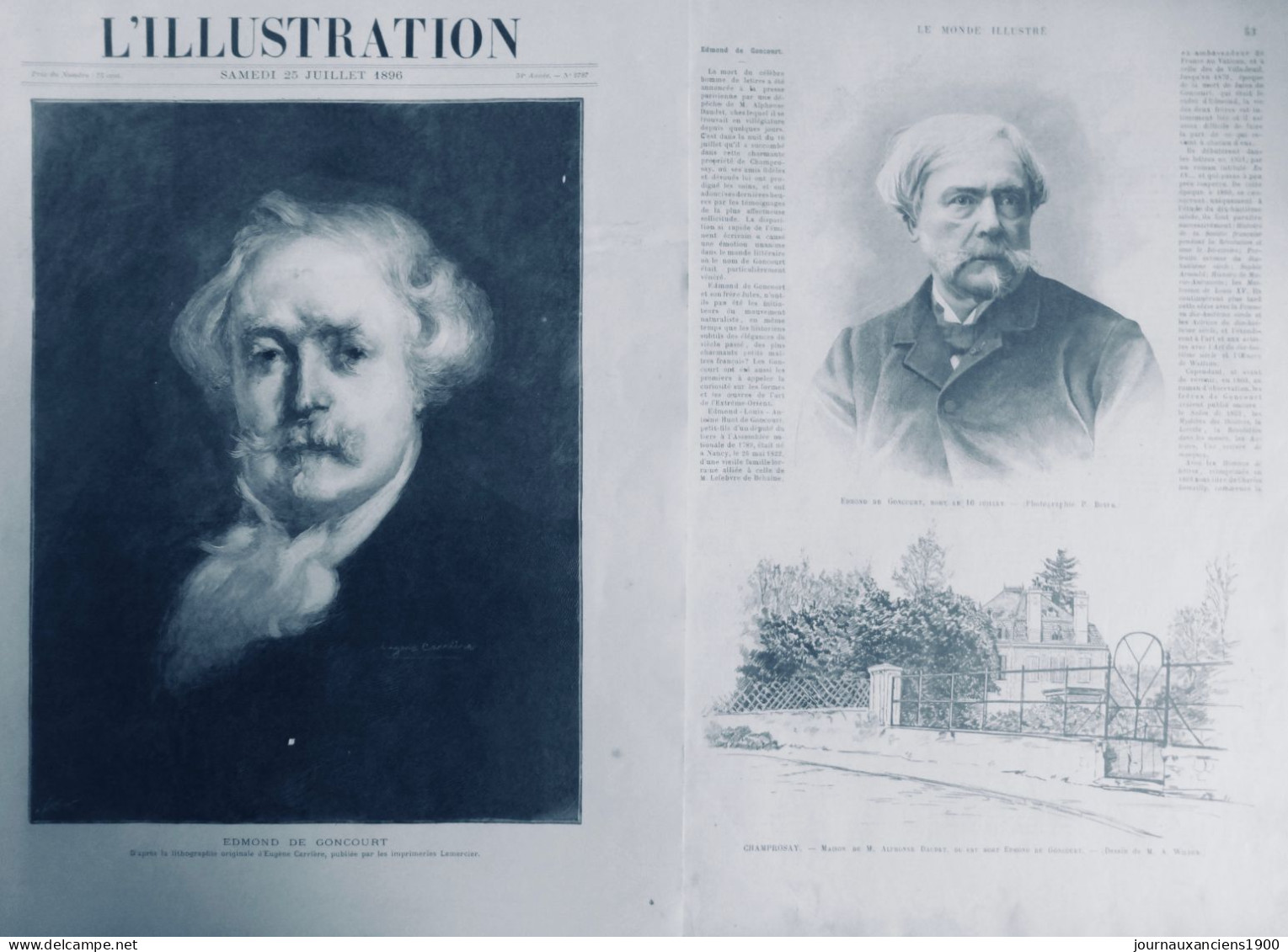 1896 EDMOND DE GONCOURT 2 JOURNAUX ANCIENS - Non Classés