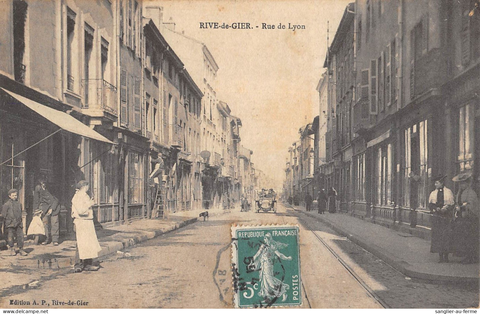 CPA 42 RIVE DE GIER / RUE DE LYON - Autres & Non Classés