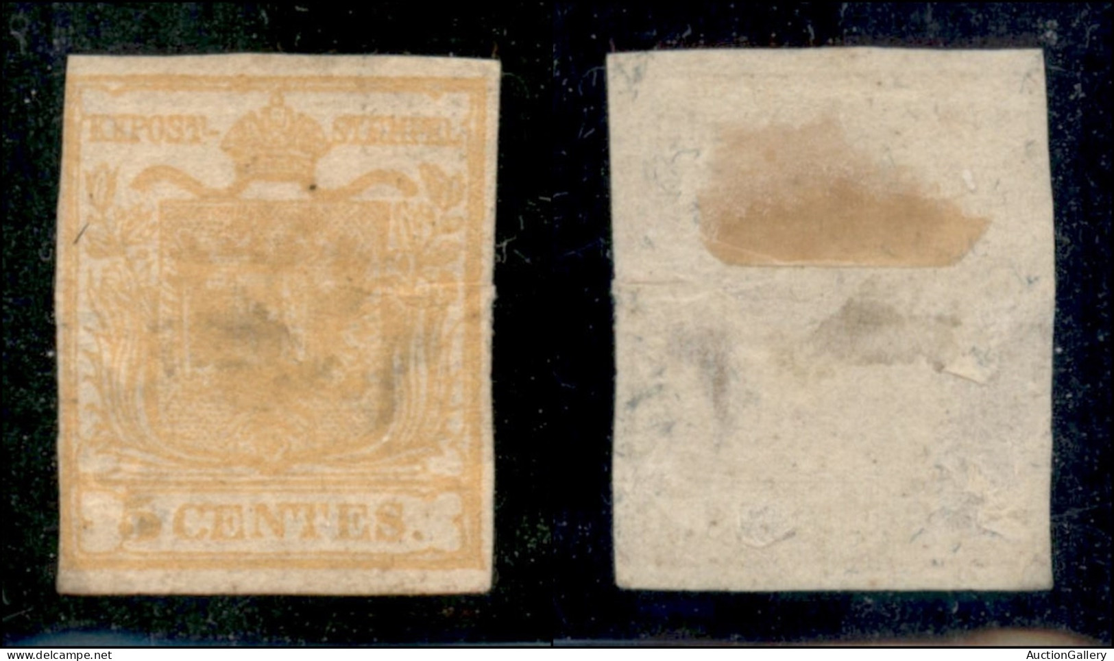 Antichi Stati Italiani - Lombardo Veneto - 1850 - 5 Cent (1) Nuovo Senza Gomma - Rasente Lungo Il Margine Sinistro E Ass - Autres & Non Classés