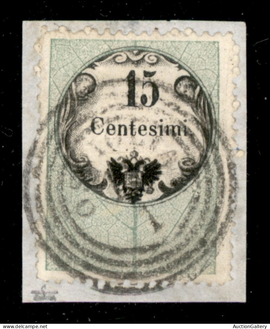 Antichi Stati Italiani - Lombardo Veneto - Ostiglia (P.ti 5) - 15 Cent (3) Usato Su Frammento  - Fiecchi + A./E. Diena - Sonstige & Ohne Zuordnung