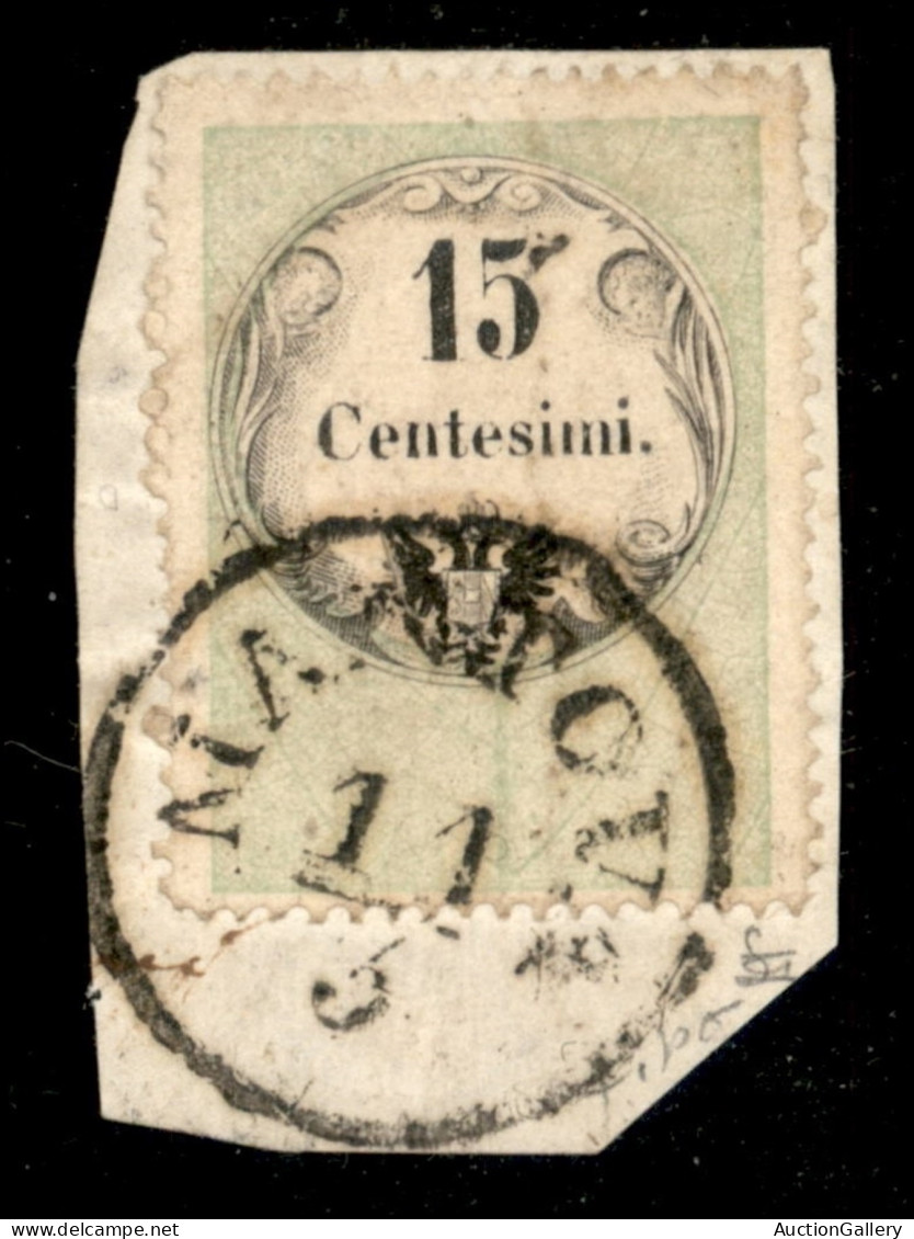 Antichi Stati Italiani - Lombardo Veneto - 15 Cent (3) Usato A Mantova Su Frammento - E. Diena - Andere & Zonder Classificatie