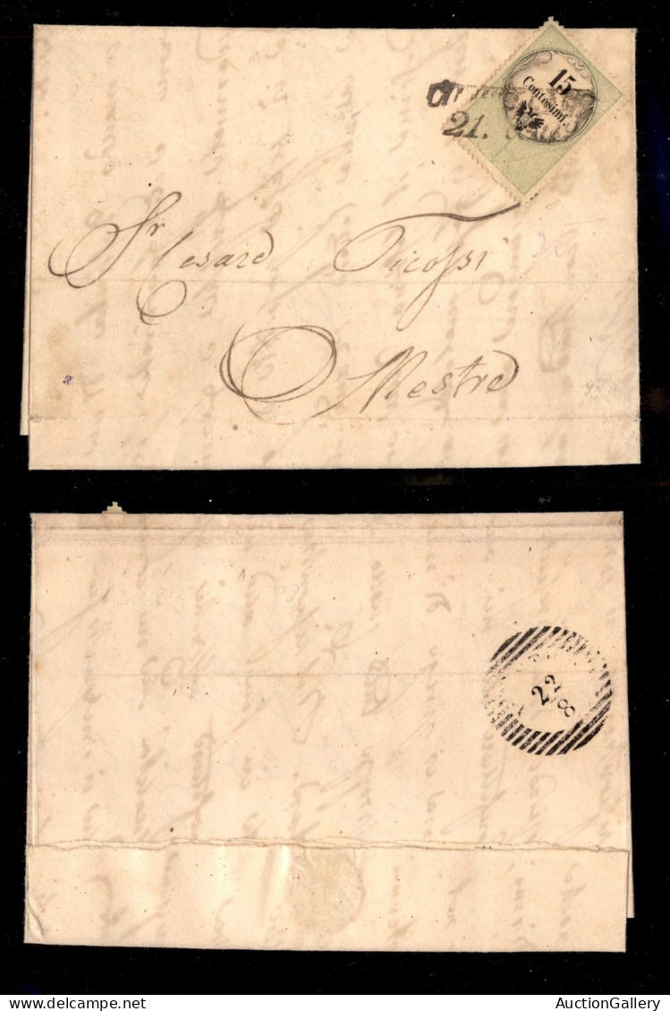 Antichi Stati Italiani - Lombardo Veneto - Marche Da Bollo - 15 Cent (7) Su Lettera Da Conegliano (P.ti 8) A Mestre Del  - Other & Unclassified