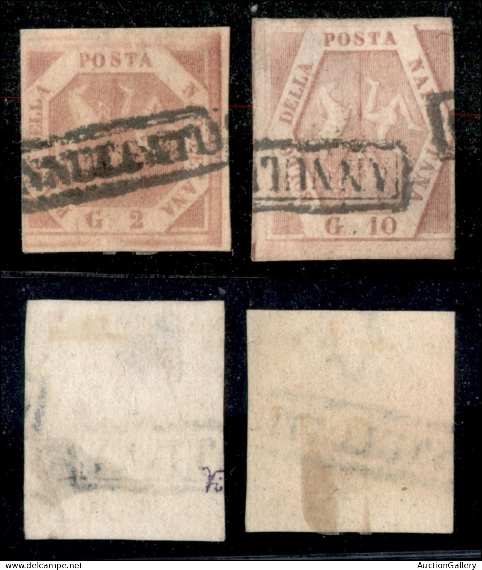 Antichi Stati Italiani - Napoli - 1858 - 2 Grana (5) + 10 Grana (11) Usati - Corti Da Un Lato - Other & Unclassified