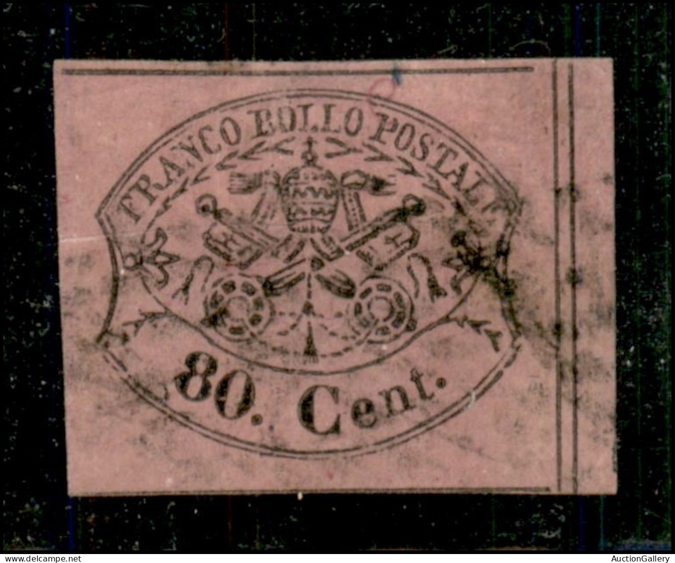 Antichi Stati Italiani - Stato Pontificio - 1867 - 80 Cent (20) Bordo Foglio A Destra - Usato Con Annullo A Griglia - Le - Other & Unclassified