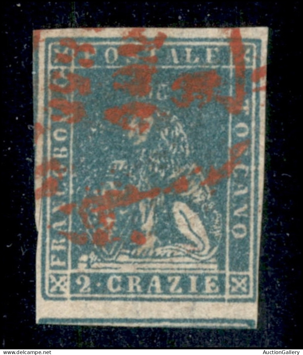 Antichi Stati Italiani - Toscana - 1857 - 2 Crazie (13) Usato (annullo Rosso Di Livorno) - Stampa Oleosa Con Leggero Dec - Other & Unclassified