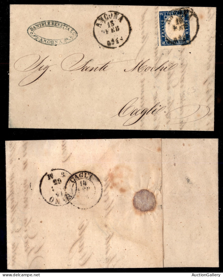 Regno - Vittorio Emanuele II - 15 Cent (11) - Lettera Da Ancona A Cagli Del 13.2.63 - Sonstige & Ohne Zuordnung