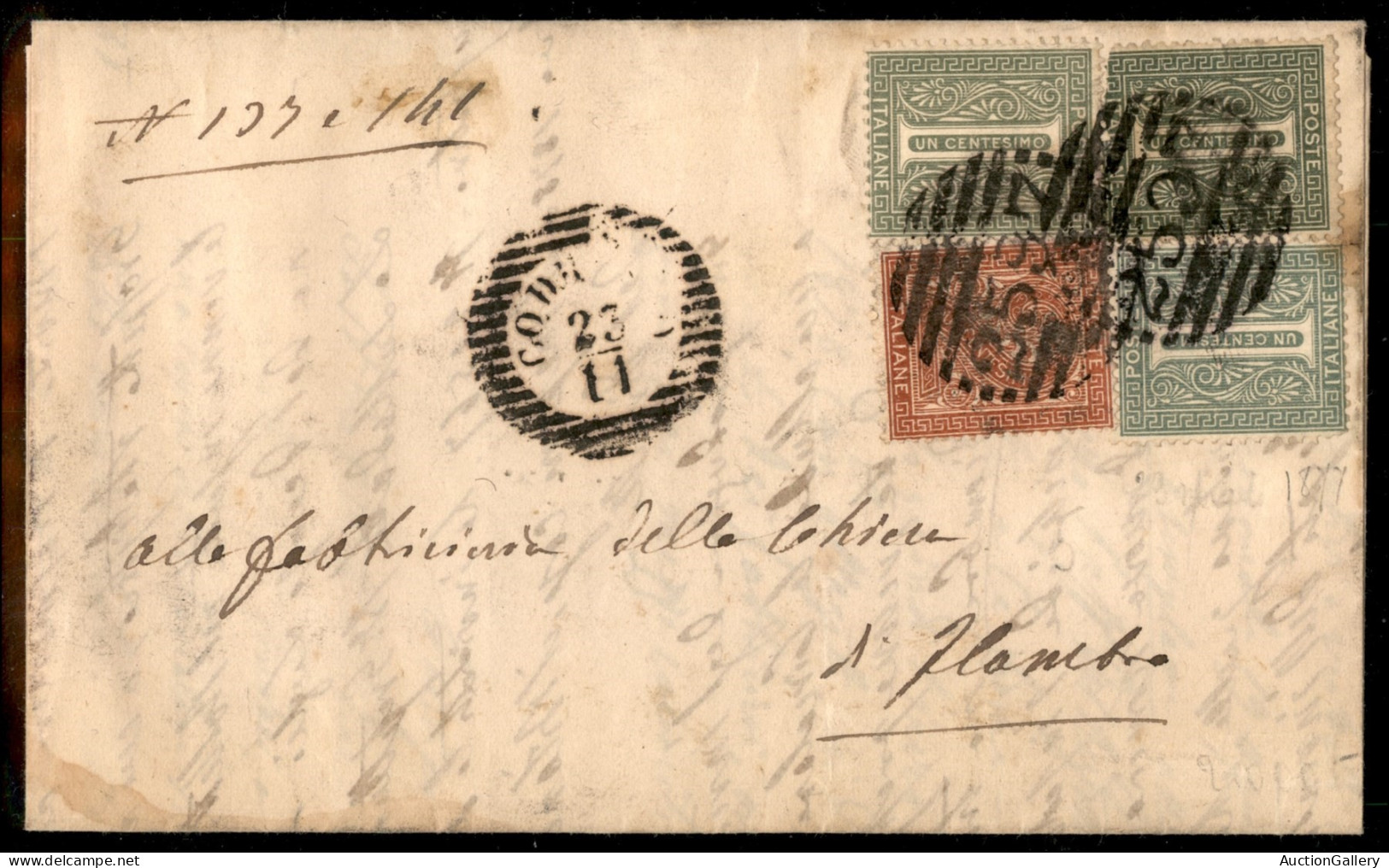 Regno - Vittorio Emanuele II - Tre 1 Cent (14) Di Colori Diversi (uno Difettoso) + 2 Cent (15) Su Lettera Da Codroipo De - Other & Unclassified