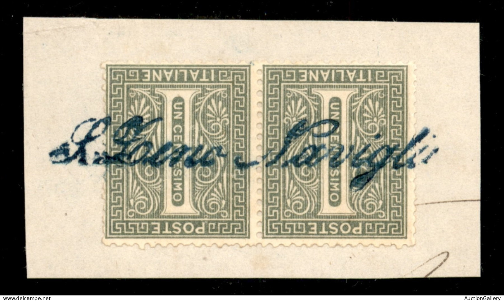 Regno - Vittorio Emanuele II - S. Zeno Naviglio (azzurro - P.ti 8) - Coppia Del 1 Cent (14) Su Frammento - Otros & Sin Clasificación