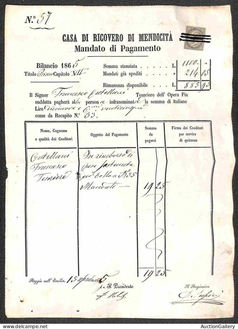 Regno - Vittorio Emanuele II - Uso Fiscale - 5 Cent (16 DLR) Isolato Su Mandato Del 15.4.65 - Andere & Zonder Classificatie