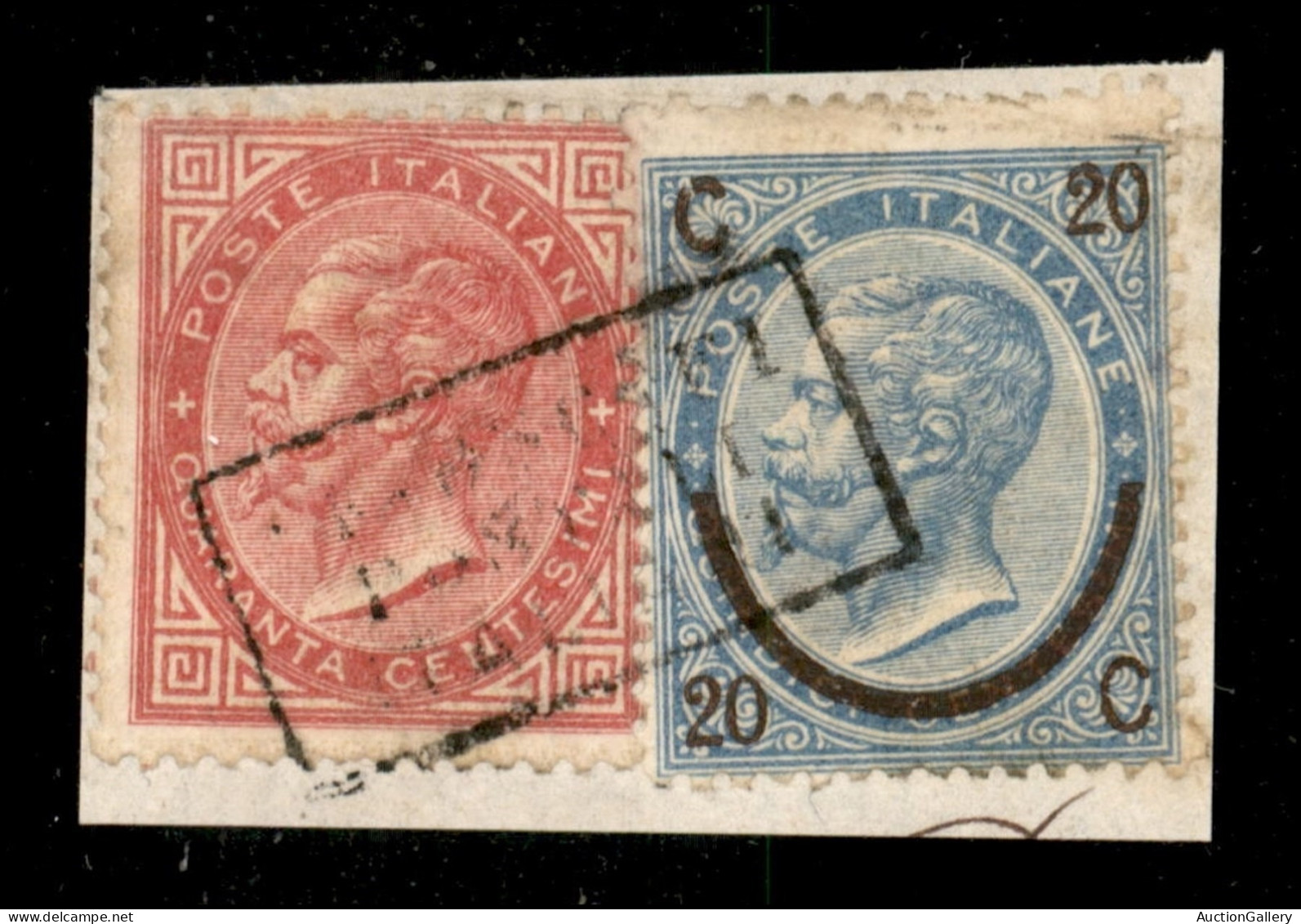 Regno - Vittorio Emanuele II - Piroscafi Postali Italiani (P.ti 10) – 40 Cent (20) + 20 Cent Su 15 (25) Su Frammento - Other & Unclassified