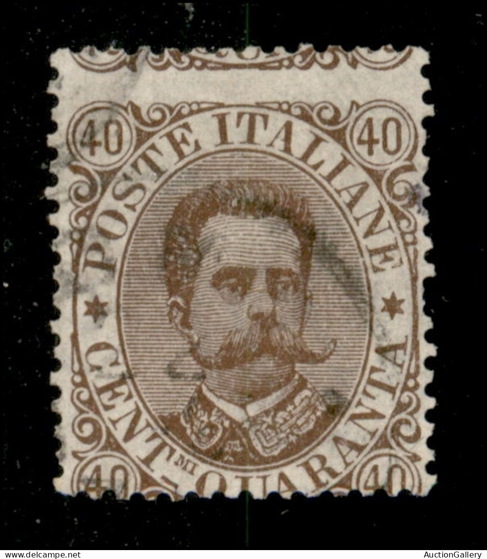 Regno - Umberto I - 1889 - 40 Cent Umberto (45h) Usato - Dentellatura Orizzontale Spostata In Alto - Non Quotato Usato - Andere & Zonder Classificatie