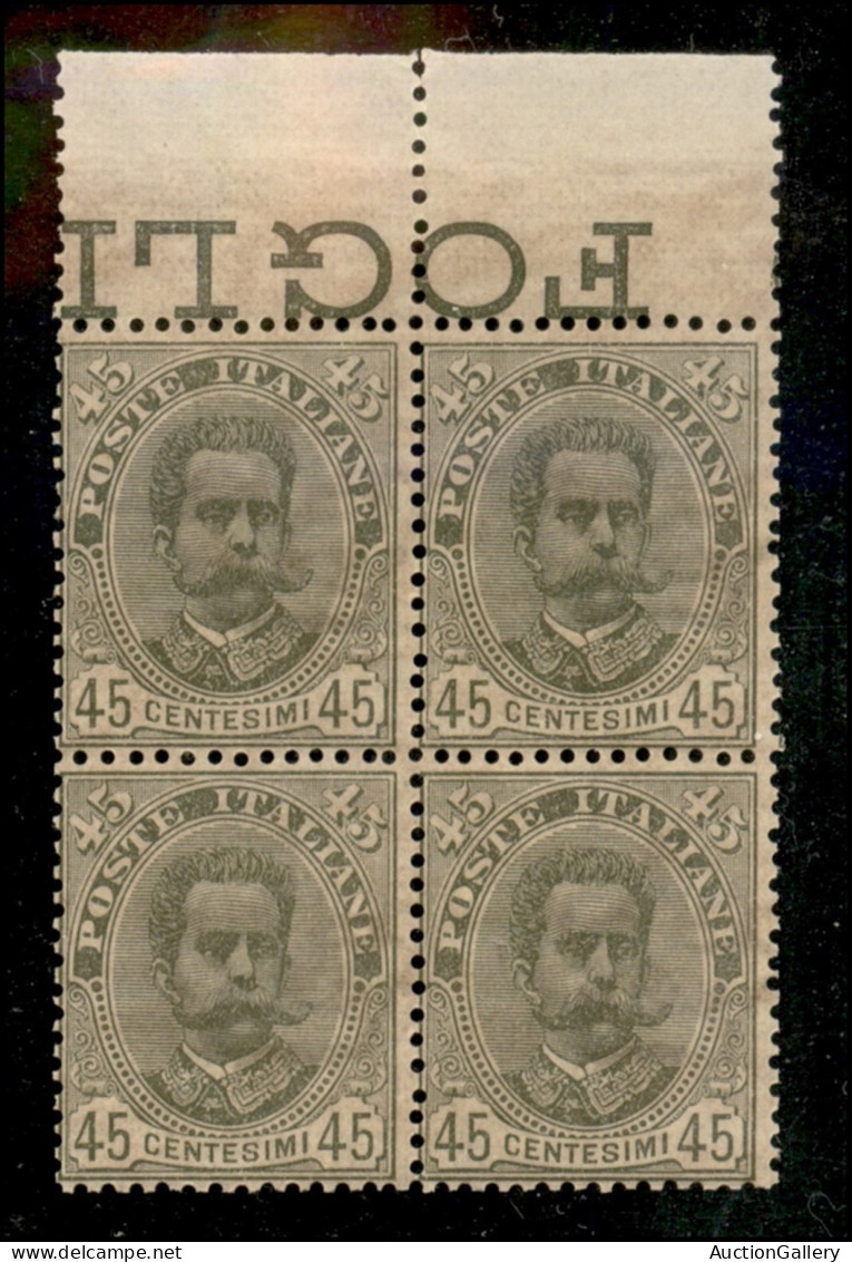 Regno - Umberto I - 1895 - 45 Cent (63) - Quartina Bordo Foglio - Gomma Integra - Sonstige & Ohne Zuordnung